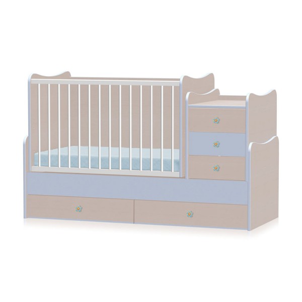 Детская кроватка-трансформер Bertoni MAXI PLUS (oak/blue)